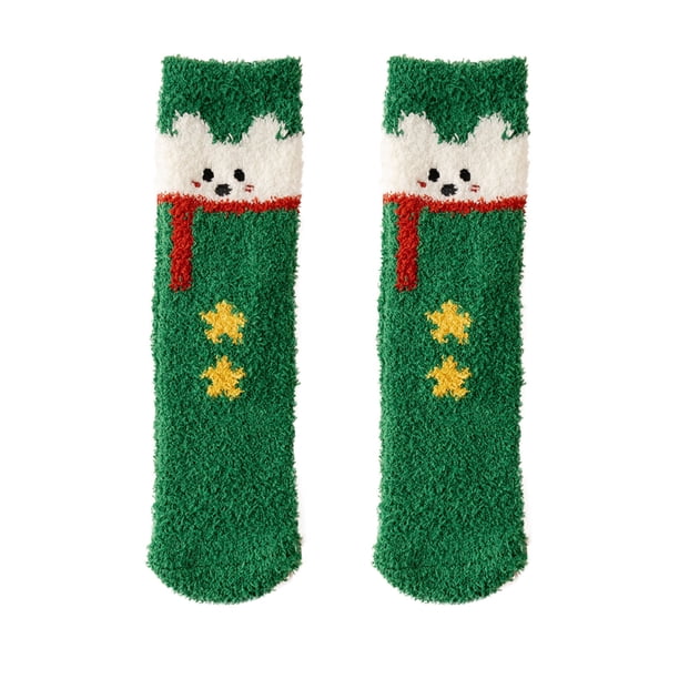 Medias de Navidad Gibobby Medias de coralino grueso Verde Unitalla
