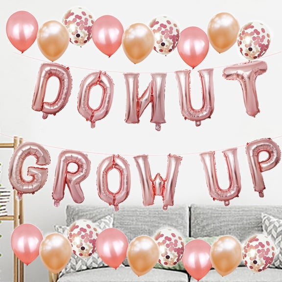 HONITANO Donut Birthday Decorations 1Set Pink Rose Gold Balloon Set for Childrens Parties