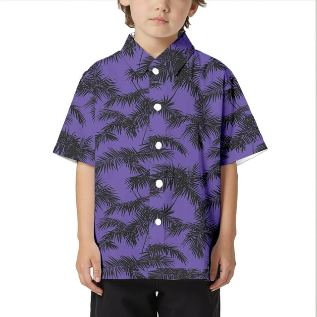 Chemise de Plage pour Enfants, Confortable, Tendance, Commerce Extérieur, Col Boutonné, Manches Courtes, Ensemble Thermique