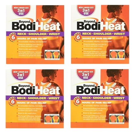 Beyond BodiHeat, Neck, Shoulder, Wrist Heating Pad, 6 Hours of Pain Relief, 4 Count + 3 Count Eyebrow Trimmer