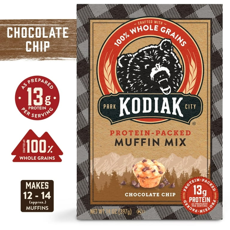 Kodiak Protein-Packed Chocolate Chip Muffin Mix, 14 oz Box