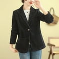 thumbnail image 2 of Black and Friday Deals,Corduroy Blazer Jacket for Women Fall Spring Savings Casual Dressy Suit Jackets 3 Pockets Office Blazer Coats (XL, Black), 2 of 4