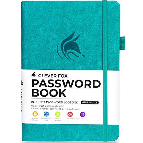 Libreta de contraseñas Clever Fox con pestañas. (70 characters)