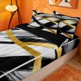 thumbnail image 3 of meiyoeat Black Gold Graffiti Zipper Full Size Comforter Sets with Fitted Sheet and 2 Pillowcases For Kids,Modern Abstract Geometric Zipper Bedding Set For Adults,Black Reversible,4 Pieces, 3 of 7