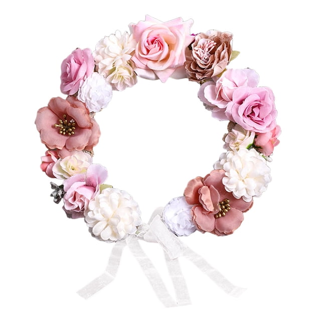 Guirnalda de rosas, guirnalda floral colgante, colorida, artificial con cinta, corona nupcial 16cm