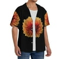 thumbnail image 4 of KLL Orange Dalia Print Men's Shirt Short Sleeve Button Down Summer Cuba Beach Shirts- Large, 4 of 7