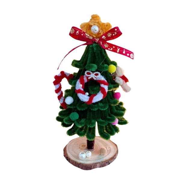 Kit de árbol de Navidad tejido a mano para hacer tú mismo, regalo de Navidad para dormitorio, estante de mesa Árbol tipo donut