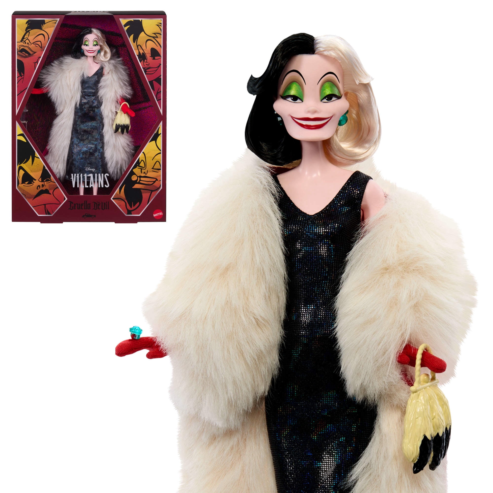 Disney Collector Cruella De Vil Collectible Villains Fashion Doll in Signature Look with 1 Accessory