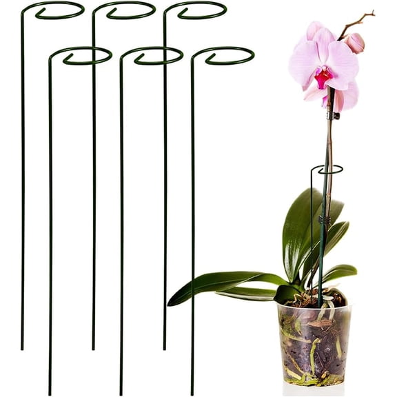 Orchid Support Pile 17.7inch 6 Pack Durable Metal Plant Stakes for Single Stem Support Ideal for Orchids Tomatoes Peonies and More
