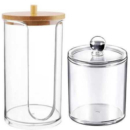 

2 Pack Bathroom Cup Dispenser Holder for Disposable Paper Cup with Bamboo Lid Mouthwash Cups Holder for Bathroom