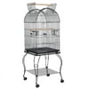 Alden Design Metal Rolling Bird Cage with 2 Feeders and 2 Wooden Perches, Black