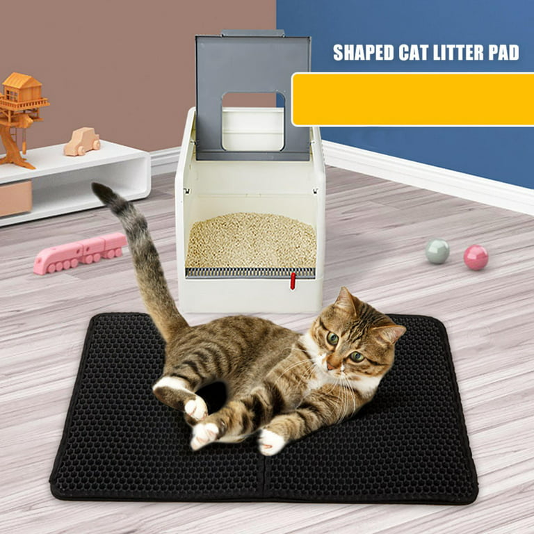 ZALALOVA 30 x 22 inch Cat Litter Mat Kitty Litter Trapping Mat, Honeycomb Double Layer Urine Waterproof, Easier to Clean Litter Box Mat Scatter, Soft