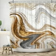 thumbnail image 2 of 72x84 Inches Grey Gold Marble Shower Curtain Abstract Granite Marble Texture Luxury Modern Ink Art Fabric Shower Curtains for Bathroom Curtains Set Polyester Waterproof with Hooks, 2 of 6