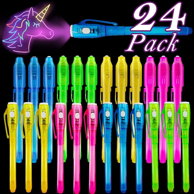 Bolígrafos de tinta invisible iGeekid, paquete de 24 con luz negra UV, espía