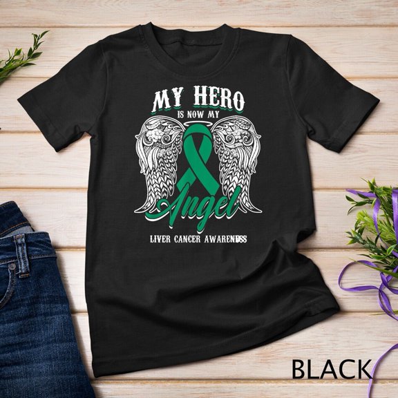 Green Ribbon Month Liver Cancer Awareness Hero My Angel Unisex T-shirt