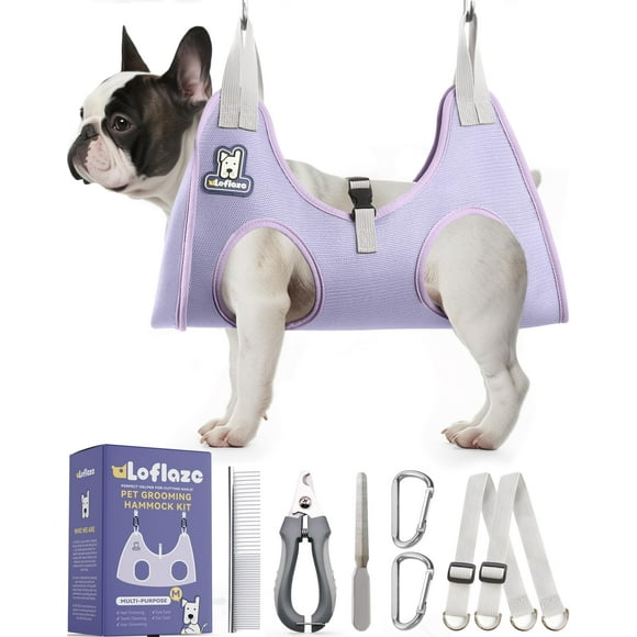 Arnés tipo hamaca de aseo para perros y gatos con cortaúñas, talla M