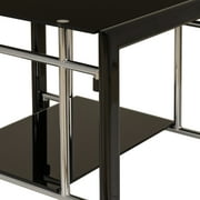 Powell Black Glass and Metal Indoor End Table with Shelf, 22 Tall, Black/Chrome