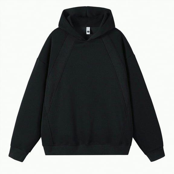 TOWED22 Men Cotton Fleece Hooded Sweatshirt Casual Long Sleeve Hoodies Pullover Fashion Drawstring Hoodie with Kanga Pocket(Black,L)