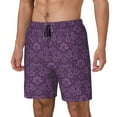 thumbnail image 2 of Balery Retro Florals Purple Mens Swim Trunks Swim Shorts for Men Quick Dry Inseam Beach Shorts with Compression Liner Pocket-Small, 2 of 9