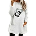 thumbnail image 2 of Womens Fleece Lined Sweatshirt with Pockets,Women's Winter Warm Sherpa Lined Fleece Crewneck Sweatshirt with Pocket Heart Love Printed Thermal Pullover Loungewear Tunic Tops, 2 of 4
