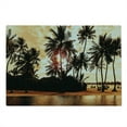 thumbnail image 2 of Beach Cutting Board, Tropic Ocean Sea Love Bora Bora Island Palms Art Scenery View in Sunset Colors, Decorative Tempered Glass Cutting and Serving Board, Large Size, Orange and Brown, by Ambesonne, 2 of 5