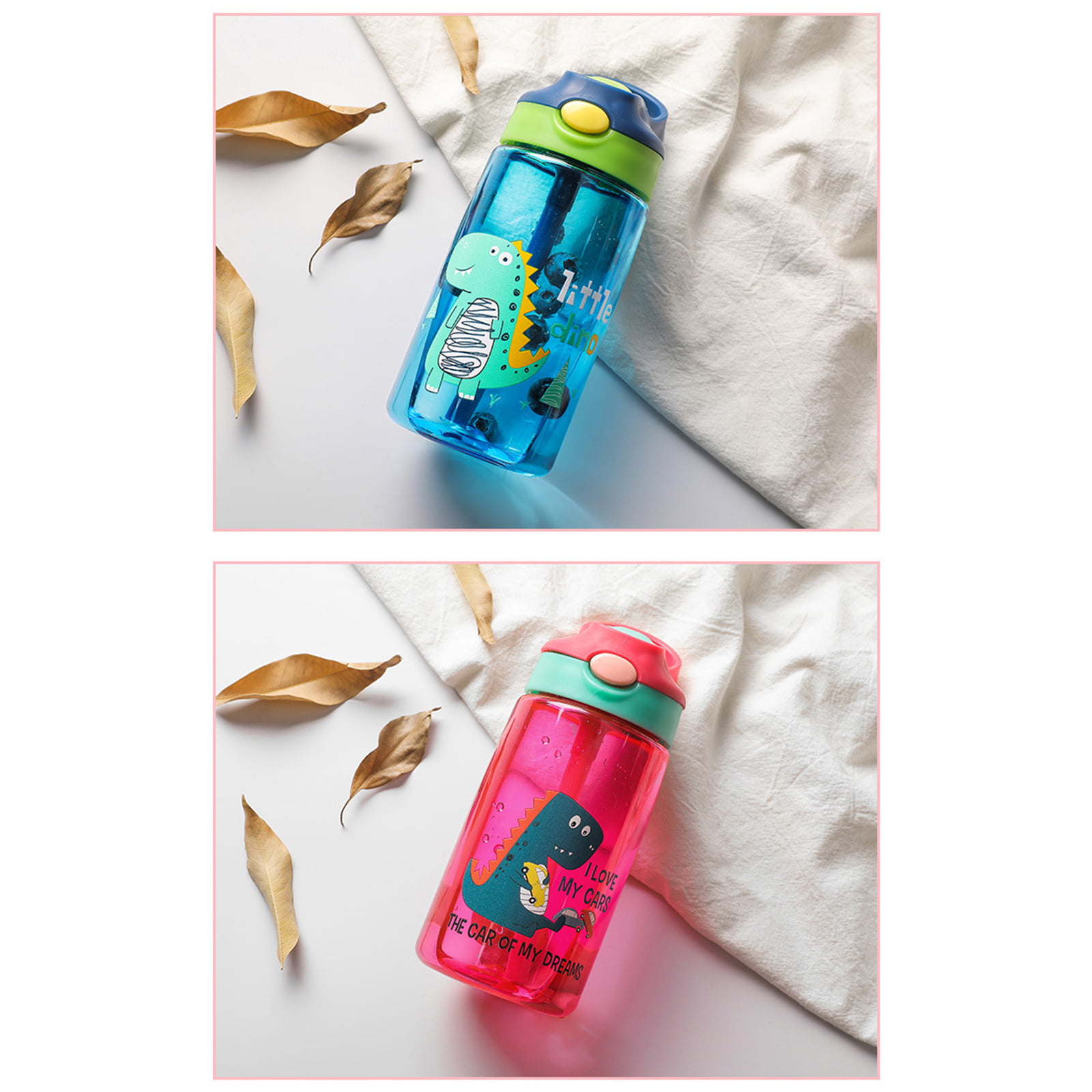 ROISDIYI Kids Water Bottle with Straw Spill Proof Toddler Water