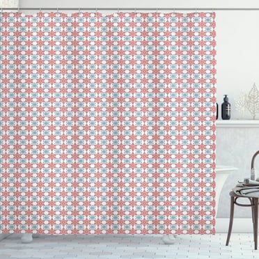 Ambesonne Abstract Shower Curtain, Rhombus Style Petals, 69"Wx75"L, Vermilion and Blue