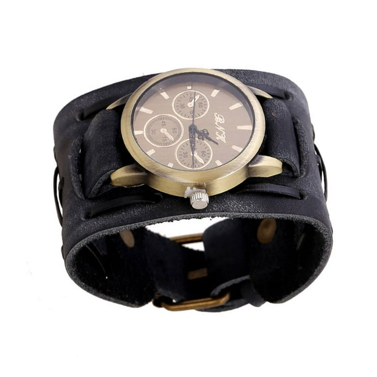 Men's Black Watch With Leather Strap - Custom Watch Manufacturer