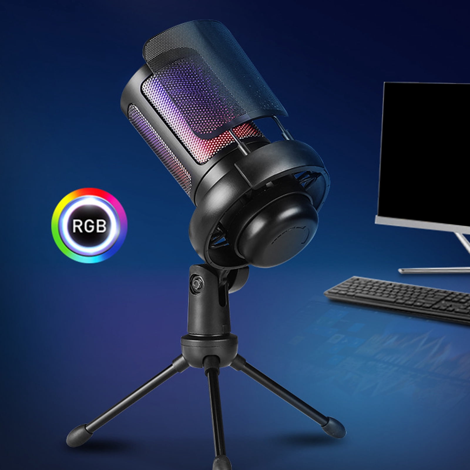 USB Condenser Microphone 192kHz Adjustable Lighting for Gaming and Streaming Podcasting Live Singing Mic Computer Mic