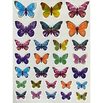 Royal Green Metallic Butterflies Scrapbooking Sticker Sheets for Arts and Crafts in 3 Sizes and Assorted Colors Self-Adhesive - 140 Pack