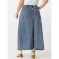 thumbnail image 4 of DARING DIVA Women's Plus Denim Maxi Skirt with Frayed Raw Hem 2X Gray Blue, 4 of 6