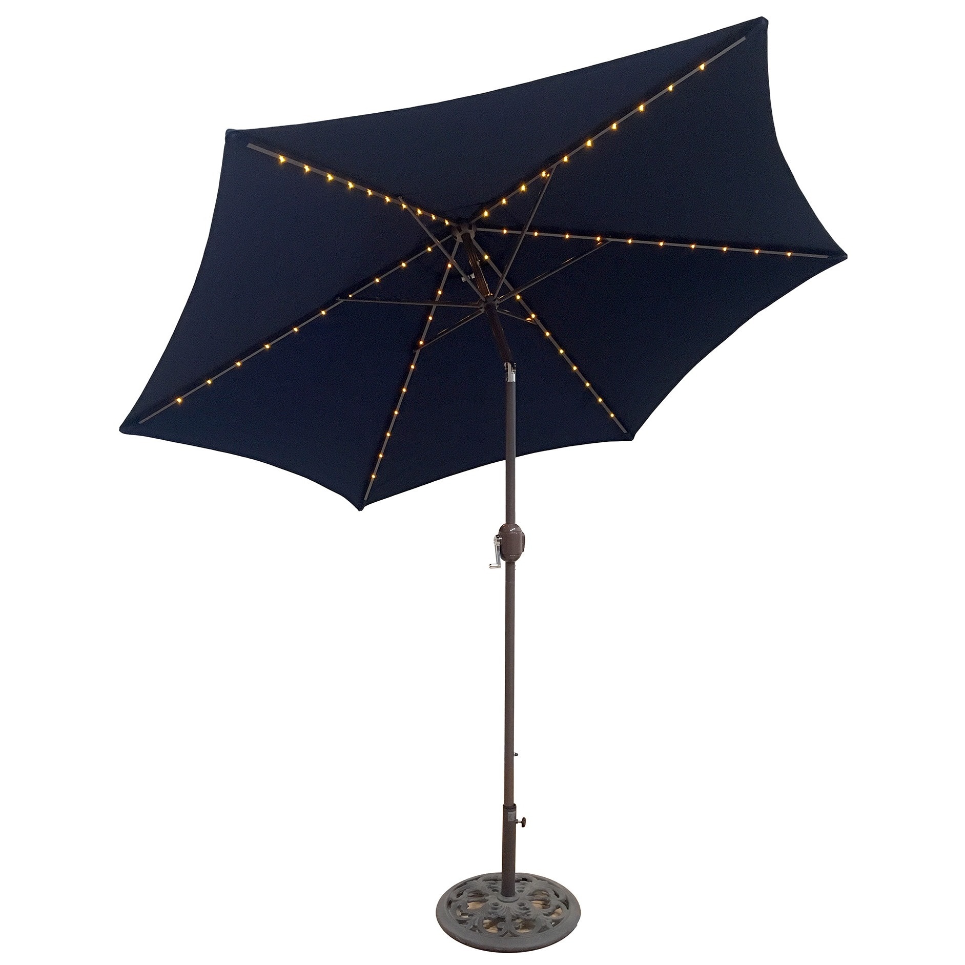 Tropishade 9 Foot Navy Aluminum Bronze Lighted Market Umbrella Walmart Com Walmart Com