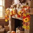 thumbnail image 4 of FeiFu Artificial Autumn Maple Leaf Vine Garland Fall Hanging Decor with Pumpkin for Thanksgiving Home Wall Door Fireplace Decoration, Guirnalda de Otoño Artificial, 4 of 7
