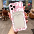 thumbnail image 1 of Transparent Card Slot Case For iPhone 13 14 15 16 11 12 Pro Max XR XS SE 7 8 Plus Grid Pattern Soft Pocket Holder Wallet Cover tzw, 1 of 7