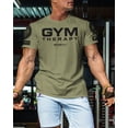 thumbnail image 3 of Gymish Gym Therapy Workout Shirt for Men – Motivational Funny Gym Tee, Athletic Gym Wear, Military Green with Sleeve Logo, Small, 3 of 6
