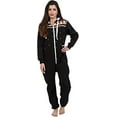 thumbnail image 3 of Women's Fleece Non-Footed One Piece Sleepwear Adult Hooded Pajamas Ladies Bodysuit Jumpsuits, 3 of 3