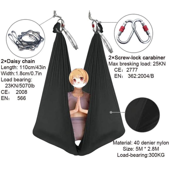 Foser Aerial Hammock, 16.4ft 9.2ft Swing Set for Anti-Gravity Yoga, Dance & Acrobatics