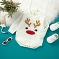 thumbnail image 2 of XDZJLR My First Christmas Baby Girl Outfit Xmas Deer Knit Sweater Long Sleeve Striped Jumpsuit Warm Fall Winter Clothes Onesie White 3-6 Months, 2 of 9