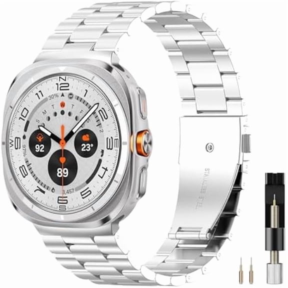 can Metal Bands for Samsung Galaxy Watch Ultra 47mm 2025/2024, Stainless Steel Business Bracelet Strap for Galaxy Watch Ultra, Elegant No Gap Replacement Galaxy Watch Ultra Band for Men Women