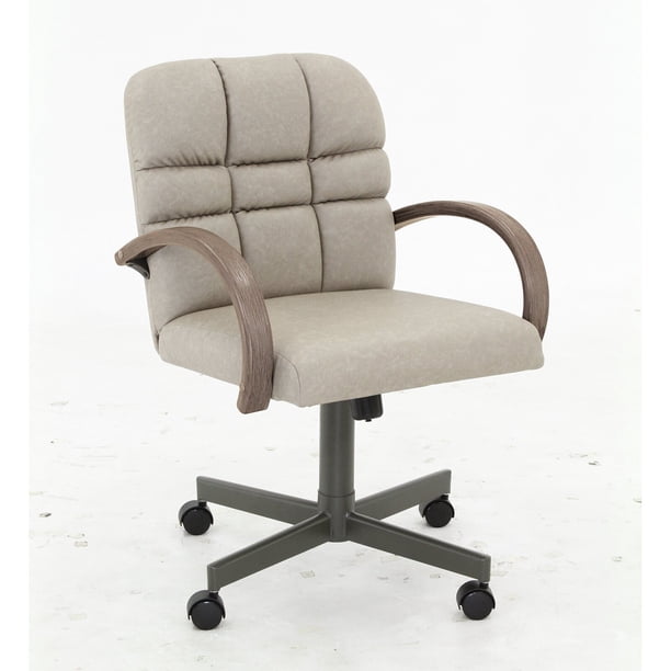 Henrika Swivel Tilt Upholstered Dining Chair in Driftwood, Main Color Driftwood, Leg Material