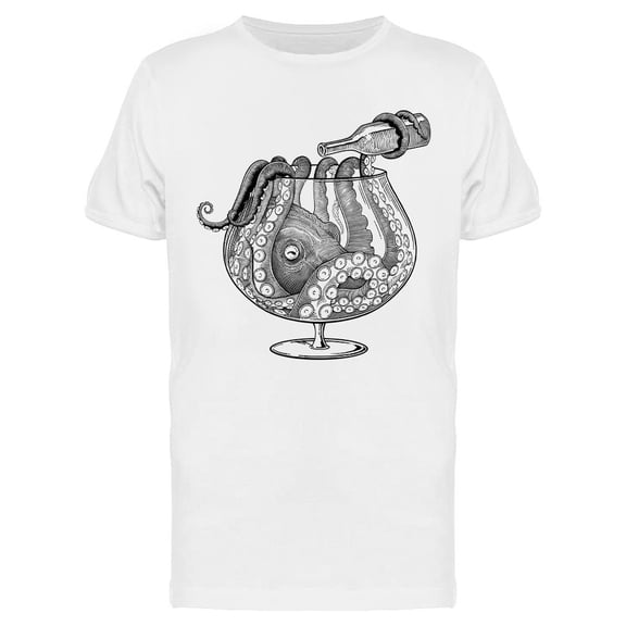 Octopus With A Bottle Of Wine T-Shirt Men -Image by Shutterstock, Male 3X-Large