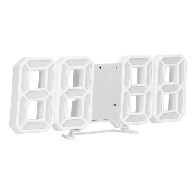 Roloj Digital LED 3D Control de Voz Inteligente Pantalla de Temperatura Ajuste Auticú de Brillo Reloj para el Hogar Sala de Estar Dormitorio ABS