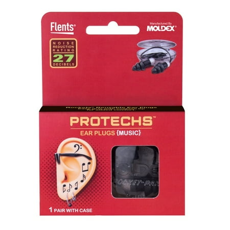 Flents Protechs Reusable Corded Ear Plugs (Music) - 1 Pair with Case