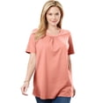 thumbnail image 5 of Woman Within Women's Plus Size Perfect Button-Sleeve Shirred Scoop-Neck Tee, 5 of 5