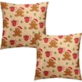 thumbnail image 2 of Christmas Gingerbread Man Decorative Throw Pillow Covers 18x18 Set of 2 Cute Candy Cane Hot Cocoa Xmas Tree Print Pillow Cases Orange Christmas Pillowcases Winter Holiday Decor for Home Couch, 2 of 6