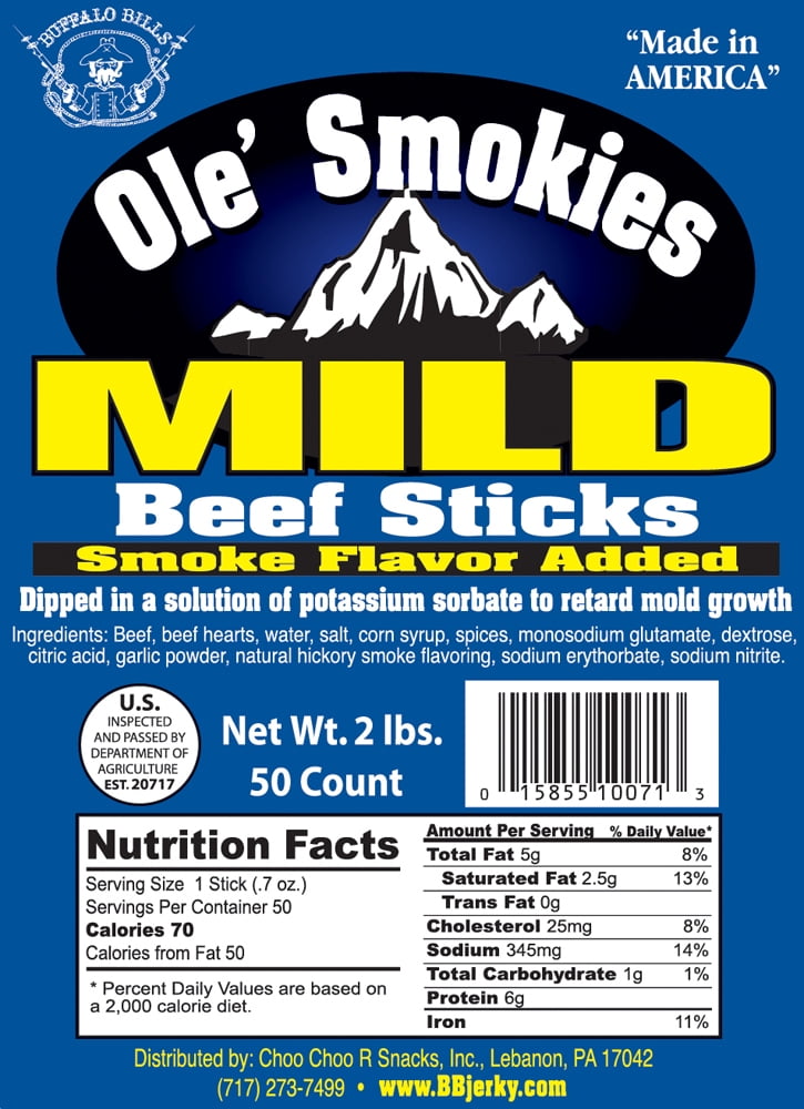 Buffalo Bills 2-lb Mild 5" Ole Smokies Saddlebag (50 twist end beef sticks per saddlebag)