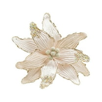CuiLiyq 1 Pcs Artificial Christmas Poinsettia Flowers, Glittering Cloth Material Simulation Flowers, Xmas Ornaments for Home Holiday Wedding Party Tree Wreath Decoration (Rose Gold)