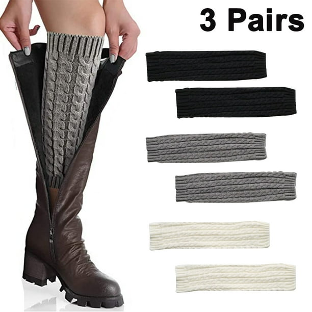 3 pares de calentadores de piernas para mujer, calentadores de piernas de invierno, calentadores de piernas cálidos, calentadores de piernas de punto, talla única