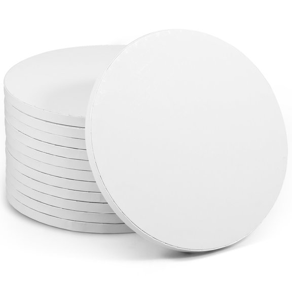 12Pcs Cake Drum 10 Inch White Cake Board Safe Round Cake Base Board 12 mm Thick Corrugated Cardboard Cake Base Reusable Multi Layer Cake Display Drum for Wedding Birthday Party
