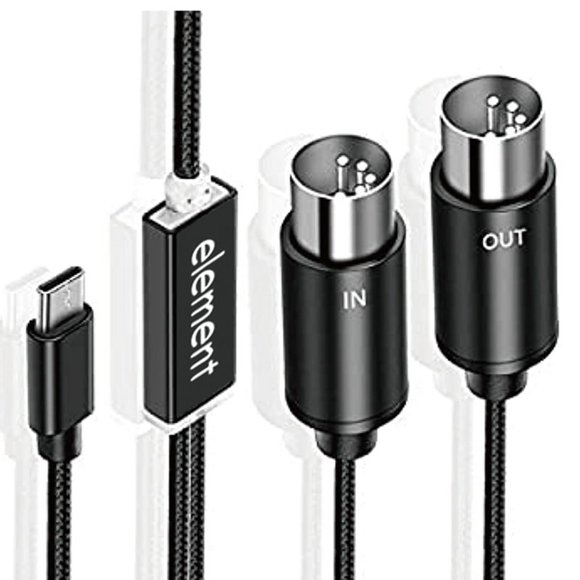 MIDI to USB C Type C Cable USB MIDI Converter with Indicator Light for Electronic Organ Computer,1 x MIDI To USB C Cable,black